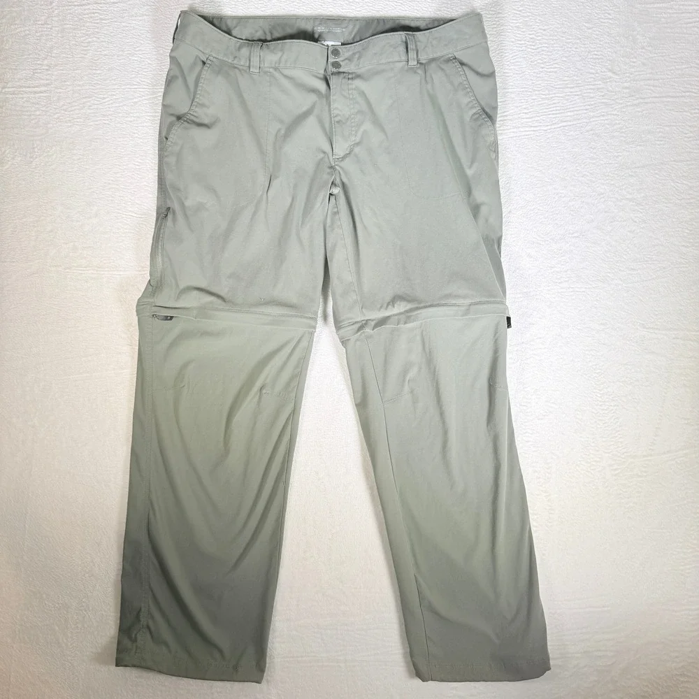 Columbia Mens Convertible Hiking Pants Zip Off Legs Khaki Size 22W Regular Green